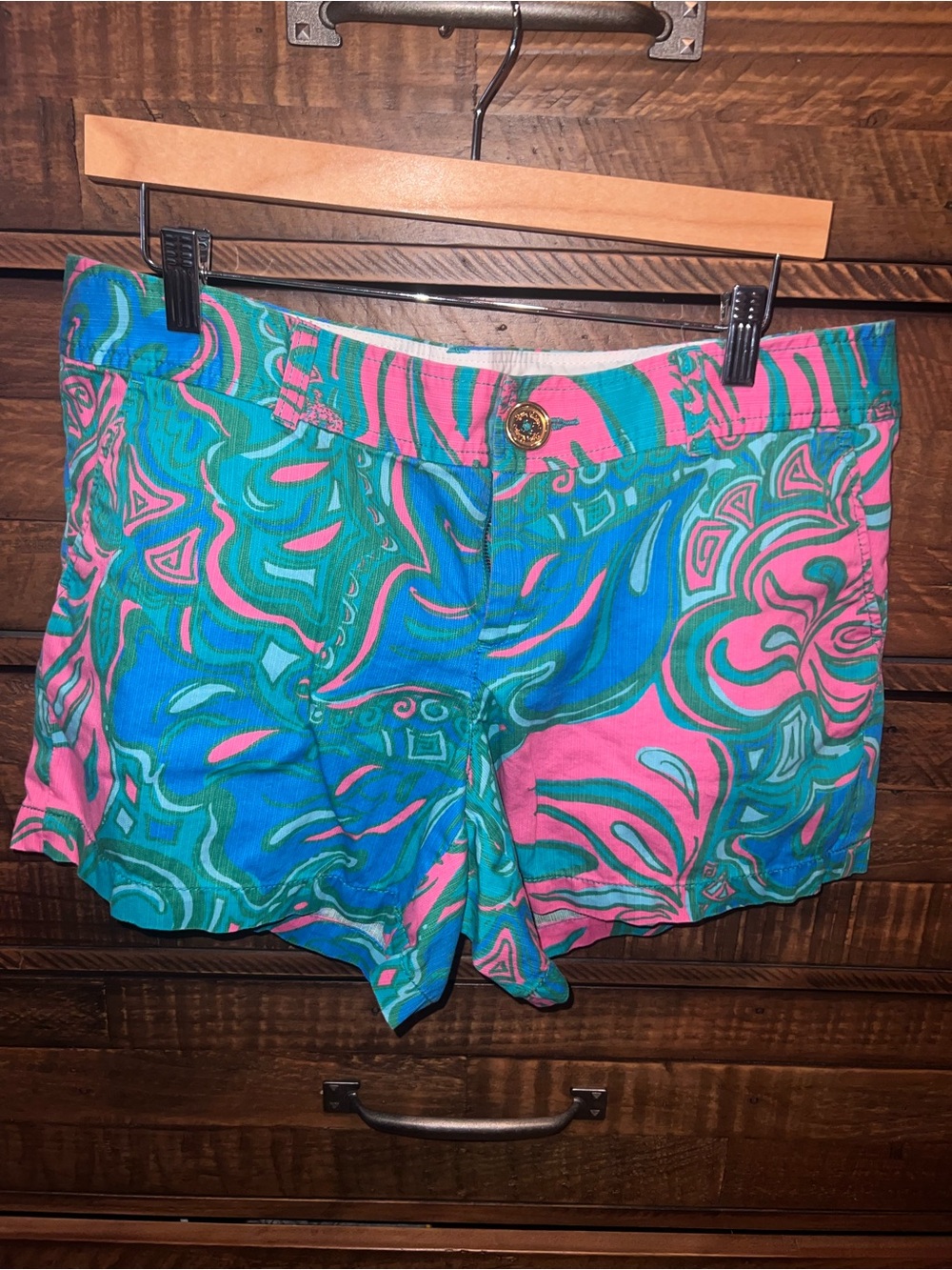 Lilly Pulitzer Pink & Teal Swirl Print Shorts